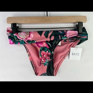 SKYE WOMENS BELLA SZ S FLORAL PALM LEAF PRINT BANDED WAIST BIKINI SWIM BOTTOMS
